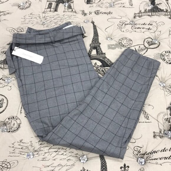 Calvin Klein PlusSize Belted Windowpane-Print Pant - Picture 6 of 6